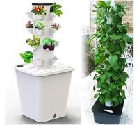 SAYEYBU Tower Garden Hydroponics Growing System 10-30-Plant Sites Vertical Garden Planter Indoor Smart Garden Kit with Pump and Movable Water Tank (No Seedlings Included),White,20 holes