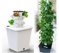 SAYEYBU Tower Garden Hydroponics Growing System 10-30-Plant Sites Vertical Garden Planter Indoor Smart Garden Kit with Pump and Movable Water Tank (No Seedlings Included),White,10 holes