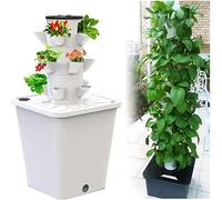 SAYEYBU Tower Garden Hydroponics Growing System 10-30-Plant Sites Vertical Garden Planter Indoor Smart Garden Kit with Pump and Movable Water Tank (No Seedlings Included),White,15 holes