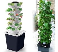 SAYEYBU Tower Garden Hydroponics Growing System 10-30-Plant Sites Vertical Garden Planter Indoor Smart Garden Kit with Pump and Movable Water Tank (No Seedlings Included),Black,30 holes