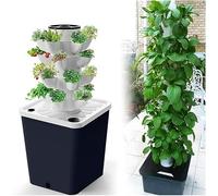 SAYEYBU Tower Garden Hydroponics Growing System 10-30-Plant Sites Vertical Garden Planter Indoor Smart Garden Kit with Pump and Movable Water Tank (No Seedlings Included),Black,20 holes