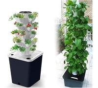 SAYEYBU Tower Garden Hydroponics Growing System 10-30-Plant Sites Vertical Garden Planter Indoor Smart Garden Kit with Pump and Movable Water Tank (No Seedlings Included),Black,25 holes