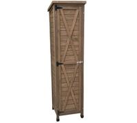 SAYEYBU Vertical Storage Shed, Backyard Wood Storage Organizer, Wooden Garden Tool Cabinet Waterproof, Weather Resistant Tool Container with Removable Shelves for Lawn,Brown,A