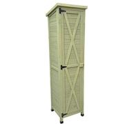 SAYEYBU Vertical Storage Shed, Backyard Wood Storage Organizer, Wooden Garden Tool Cabinet Waterproof, Weather Resistant Tool Container with Removable Shelves for Lawn,Green,A