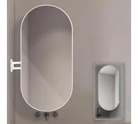 SAYEYBU Wall Mount Corner Mirror, Oval Bathroom Pivot Mirror with Extendable Arm and Metal Frame, Rotating Tilting Mirror for Bedroom, Entryway, Living Room Decor,White,80 x 50cm