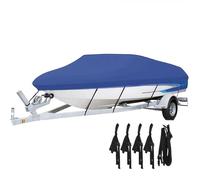 SAYEYBU Waterproof Boat Covers, Trailerable Boat Cover, Heavy Duty Oxford Polyester Made Trailerable Boat Cover, Fits V Hull, Tri-Hull, Runabout Boat Cover,C*210D,14~16FT