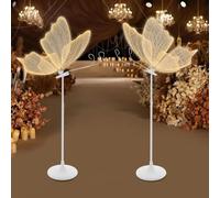 SAYEYBU Wedding Butterfly LED Floor Lamp, Creative Ceiling Lamp Adjustable Height Hanging Decoration Props for Wedding Party,Warm2pcs,140cm/55in