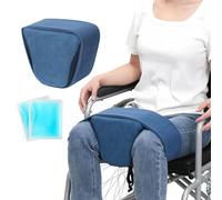 SAYEYBU Wedge Knee Separator, Wheelchair Knee Position Pillow, Leg Support Cushion, Mesh Pockets, for Recovery from Hip Abduction Surgery,Blue