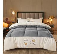 SAYEYBU Winter Warm Quilt Duvet, Thick Lamb Cashmere, Blanket, Fluffy Cashmere Quilts, Lamb Velvet Core, Double Sided Quilt Heavy Warm for Winter,Grey,180x220cm 4.5kg