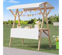 SAYEYBU Wooden Market Stall Display Stand, Portable Stalls Cart, Foldable Vendor Booth for Outdoor Food Sales, Farmers with Awning, Craft Shows Carts Easy Set Up,03,150 * 60cm
