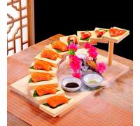 SAYEYBU Wooden Sushi Taco Holders, Cupcake Stand, Wood Stands for Food Small Collectibles Candles Buffet Catering Bakery Cupcakes, Ladder Tiered Shelf,10 step ladder
