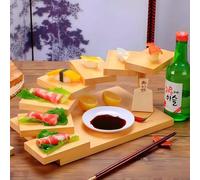 SAYEYBU Wooden Sushi Taco Holders, Cupcake Stand, Wood Stands for Food Small Collectibles Candles Buffet Catering Bakery Cupcakes, Ladder Tiered Shelf,7 step ladder