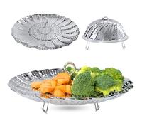 Sayfine Vegetable Steamer Basket, Premium Stainless Steel Veggie Steamer Basket - Folding Expandable Steamers to Fits Various Size Pot (Extra Large (6.5" to 11"))