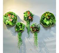 SAyfur Hanging Wall Artificial Plants Sets, Green Plant Wall Decor, Moss Frame With Fern Flowers Home Decor Wall Art for Room Office C