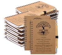 Sayglossy 10 Sets Pastor Appreciation Gifts Bulk for Church Man of God Spiral Kraft Notebooks and Bamboo Pens Bible Verse Journaling Bible Study Supplies Christian Religious Gifts for Men Godfather