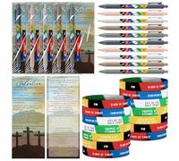 Sayglossy 100 Pcs/25 Sets Christian Gift Bulk with Plan of Salvation Pen Bible Verse Bracelet Gospel Romans Road Tract Scripture Gift Easter Valentines for Women Men Church Pastor (Salvation)