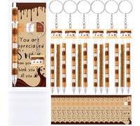 Sayglossy 100 Set S'More Marshmallow Employee Appreciation Gifts Bulk Thank You Keychains Pen for Housekeeping Week Staff
