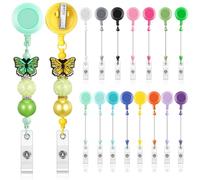 Sayglossy 15 Pcs Alligator Clip Beadable Badge Reels Retractable ID Name Badge Holder with Swivel Alligator Clip Beaded Blank Bars Bulk DIY Jewelry Making Gift for Nurses Teachers Office, about 19.69