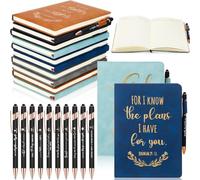 Sayglossy 20 Set Christian Journals Notebooks A5 Leather Lined Journals Christian Pens Bible Verse Pens for Men Women Inspirational Teacher School Gifts Church Event Birthday Gifts (Multicolor)