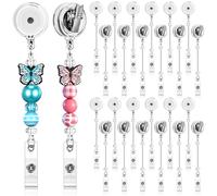 Sayglossy 24 Pcs Alligator Clip Beadable Badge Reels Retractable ID Name Badge Holder with Swivel Alligator Clip Beaded Blank Bars Bulk DIY Jewelry Making Gift for Nurses Teachers (Clear)