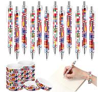Sayglossy 24 Pcs International Flag Pens and Bracelets Set Back to School