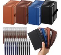 Sayglossy 25 Pack Pocket Small Notebook Journals with Pen 5.6'' x 3.7'' Mini Journaling Notepads A6 Ruled Journals Hardcover Lined Notebook Bulk with Pen Holder for Office School Memo(Vintage Colors)