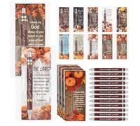 Sayglossy 30 Set Fall Thanksgiving Gifts Religious Fall Blessings Pens with Bookmark Bible Prayer Card Thanksgiving Scripture Cards Bulk Christian Party Favor Gifts for Autumn Prayer Church Favors