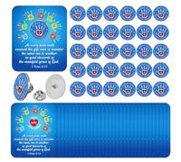 Sayglossy 30 Sets Serve God Pins on Card Bulk Religious Bible Verse Pins Bible Gifts Religious Christian Lapel Pin with Card for Sunday School Church Gift Classroom Home Party Supplies