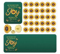 Sayglossy 30 Sets Sunflower Pins on Card Bulk Religious Joy Faith Sunflower Pins with Card Gifts Religious Christian Bible Verse Lapel Pin with Card for Church Gift Sunday School Party Favor