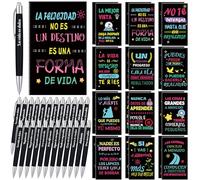 Sayglossy 48 Pcs Spanish Valentine's Day Employee Teacher Appreciation Gifts Bulk Classroom Motivational Women Men Inspirational Notepad Journal Ballpoint Pen Regalos Cristianos Para Mujer En Español