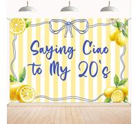 Saying Ciao to My 20’s Backdrop - Capri Lemon 30th Birthday Banner, Italy Amalfi Coast Party Decor, Citrus Mediterranean 30th Birthday Party Decorations 7x5ft