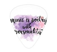 Saying Guitar Picks 12 Pack Universal ABS Guitar Picks,Colorful Cloud ofwith Music is a Poetry with Personality Slogan,for Acoustic and Electric Guitar,Lavender Coral and Black