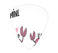 Saying Guitar Picks 12 Pack Universal ABS Guitar Picks,Funky Cartoon Illustration of Tiny Couple with Be Mine Message,for Acoustic and Electric Guitar,Magenta Pale Pink