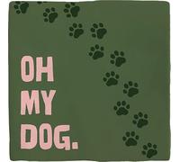 saying tile - Deco Tile Oh My Dog - decorative ceramic tile - dog motif - original wall decoration - Flamingo