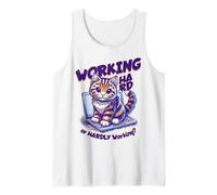 Saying - Working Hard or Hardly Working Funny Cat Tank Top