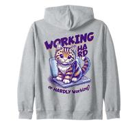 Saying - Working Hard or Hardly Working Funny Cat Zip Hoodie