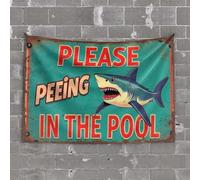 Sayings On Wooden Signs Sharks Don'T Pee In Pools. Tapestry Bosses Day Decorations Spring Porch Decor(100X150CM)
