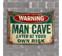 Sayings On Wooden Signs Warning Man Cave Enter At Your Own Risk Tapestry Bosses Day Decorations Spring Porch Decor(75X100CM)