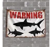 Sayings On Wooden Signs Warning: Sharks In The Area Tapestry Bosses Day Decorations Spring Porch Decor(75X100CM)