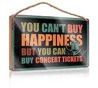 Sayings On Wooden Signs You Can'T Buy Happiness But You Can Buy Concert Tickets Wooden Sign Front Door Decorations Hanging Funny Teens Stuff (Size : 20X30CM)