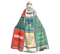 Sayings Printing Vampire Halloween Hooded Cloak (57.8 Inches Length), Comfortable Large Hood Ideal For Cosplay