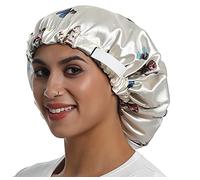 SAYMRE Satin Bonnet Silky Sleep Cap,Adjustable Hair Bonnet for Braids Curly Hair, Normal Butterfly, S/XXL