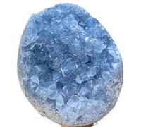 SAYOBO 1pc 400-450g Crystal Stones for Home Decor Egg Shaped Blue Celestite