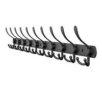 SAYONEYES Black Coat Rack Wall Mount with 10 Tri Hooks for Hanging - 32 Inch Heavy Duty Stainless Steel Rustic Coat Rack Wall Mount - Hat Rack, Hanger, Clothes, Jacket Hooks Wall Mount - 1 Pack