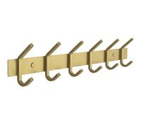 SAYONEYES Brushed Gold Coat Rack Wall Mount with 6 Double Hooks for Hanging - 17 Inch Heavy Duty SUS304 Stainless Steel Rustic Coat Hooks - Hat, Clothes, Purse, Towel Wall Hooks - 1 Pack