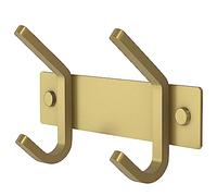 SAYONEYES Brushed Gold Small Coat Rack Wall Mount - 6 Inch Stainless Steel Rail with 2 Double Coat Hooks for Entryway, Bathroom, Bedroom, Kitchen - Modern Gold Hook Rack for Coats, Hats, Towels