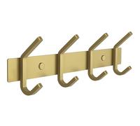 SAYONEYES Brushed Gold Wall Mounted Coat Rack - 12 Inch Stainless Steel Rail with 4 Double Coat Hooks for Entryway, Bathroom, Bedroom, Kitchen - Modern Gold Hook Rack for Coats, Hats, Towels