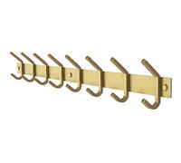 SAYONEYES Brushed Gold Wall Mounted Coat Rack - 24 Inch Stainless Steel Rail with 8 Double Coat Hooks for Entryway, Bathroom, Bedroom, Kitchen - Modern Gold Hook Rack for Coats, Hats, Towels