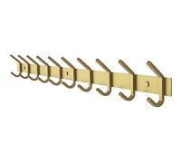 SAYONEYES Brushed Gold Wall Mounted Coat Rack - 30 Inch Stainless Steel Rail with 10 Double Coat Hooks for Entryway, Bathroom, Bedroom, Kitchen - Modern Gold Hook Rack for Coats, Hats, Towels