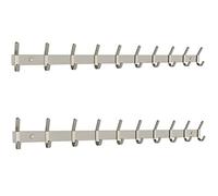 SAYONEYES Brushed Nickel Coat Rack Wall Mount with 10 Double Hooks for Hanging - 30 Inch Heavy Duty SUS304 Stainless Steel Rustic Coat Hooks - Clothes, Purse, Towel Wall Hooks - 2 Pack